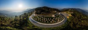 Panoramic Aeril View of Dochu La Pass at 3,150m asl, Thimphu. Bhutan
