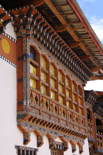 Traditional wooden window in Bhutan 