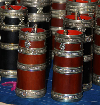 Traditional wine containers of Bhutan