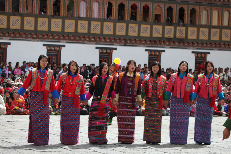 Thimphu Tsechu Festival, Bhutan Festival Tours, Folk Dancers of Bhutan.