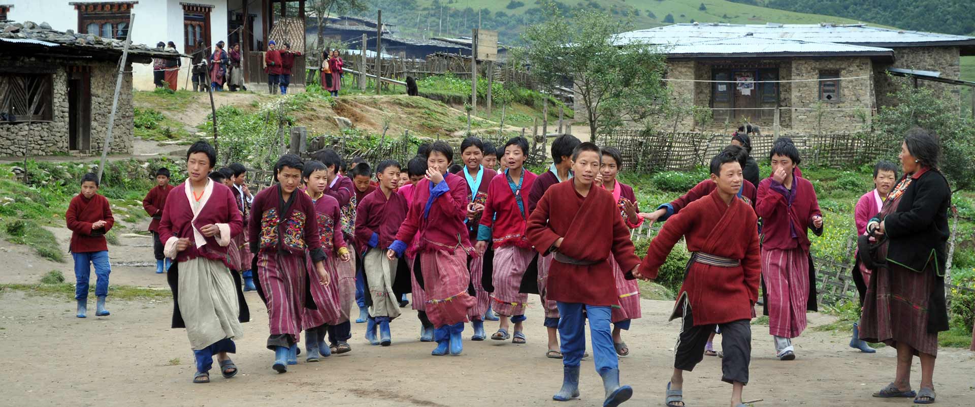 Students of remote Sakteng Village in eastern Bhutan