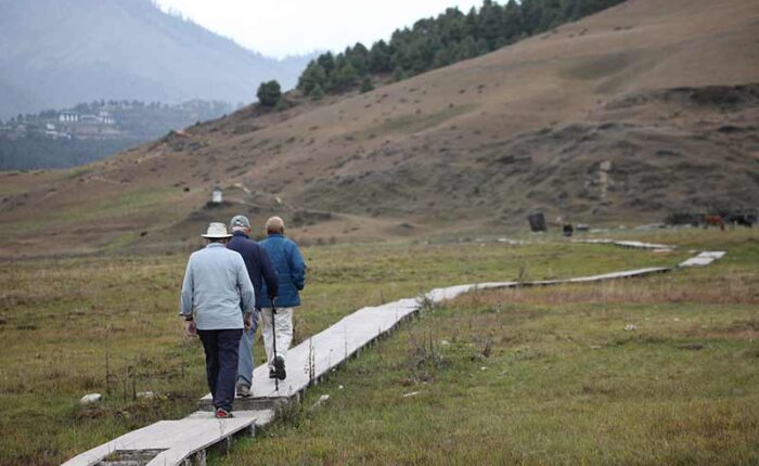 Hiking through Gangtey Nature Trail in Phobjikha valley